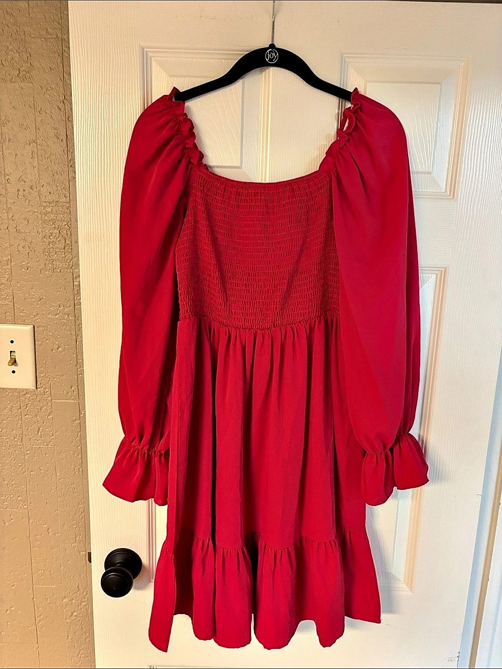 Red Long Sleeve Mini Dress